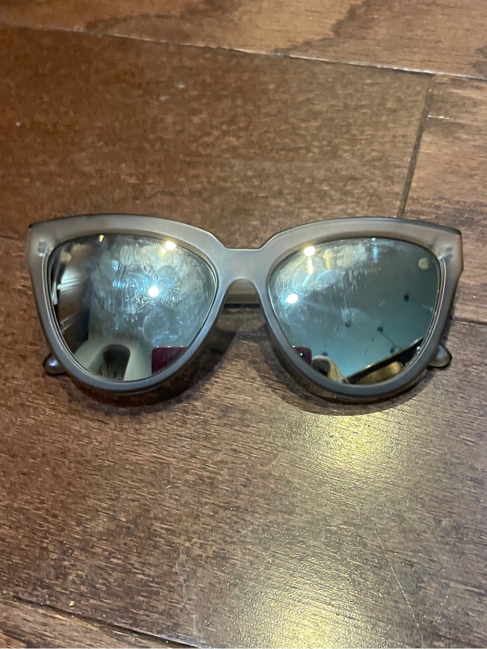 Liar Liar Translucent Grey Cat-Eye Sunglasses with Mirrored Lenses